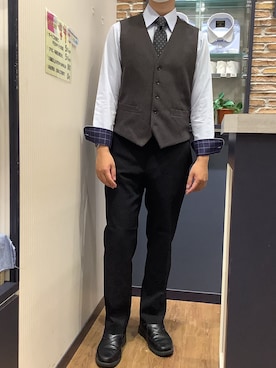 「長袖シャツ」｜BRICK HOUSE by Tokyo Shirts 大分アミュプラザ店さん（メンズ・172cm）の秋コーディネート