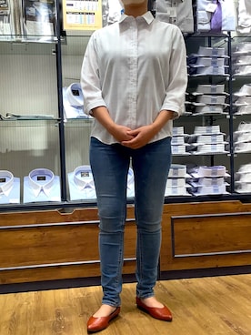 「Pitta Re:)（ピッタリ）のアイテム（シャツ/ブラウス）」を使った、BRICK HOUSE by Tokyo Shirts 大分アミュプラザ店さん（レディース・157cm）の夏コーディネート