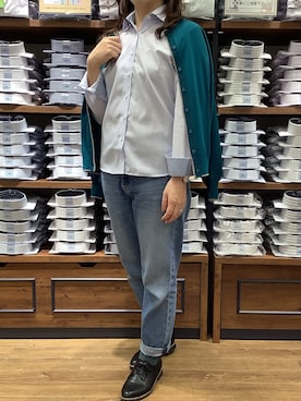 「アイテム（ビジネスシャツ）」を使った、BRICK HOUSE by Tokyo Shirts 大分アミュプラザ店さん（レディース・160cm）の冬コーディネート