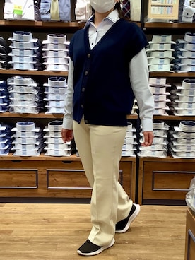 「アイテム（ビジネスシャツ）」を使った、BRICK HOUSE by Tokyo Shirts 大分アミュプラザ店さん（レディース・157cm）の春コーディネート