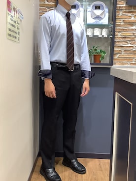 「長袖シャツ」｜BRICK HOUSE by Tokyo Shirts 大分アミュプラザ店さん（メンズ・172cm）の秋コーディネート