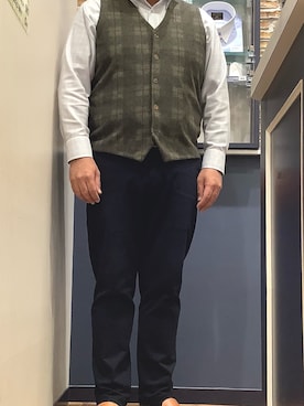 「アイテム（ビジネスシャツ）」を使った、BRICK HOUSE by Tokyo Shirts 大分アミュプラザ店さん（メンズ・169cm）の冬コーディネート