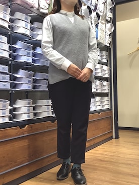 「アイテム（ビジネスシャツ）」を使った、BRICK HOUSE by Tokyo Shirts 大分アミュプラザ店さん（レディース・160cm）の冬コーディネート