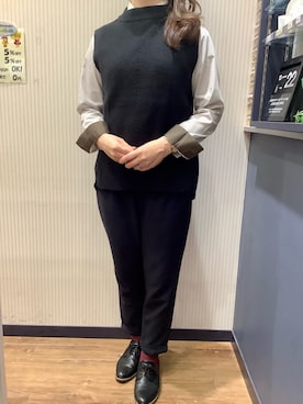 「アイテム（ビジネスシャツ）」を使った、BRICK HOUSE by Tokyo Shirts 大分アミュプラザ店さん（レディース・160cm）の冬コーディネート