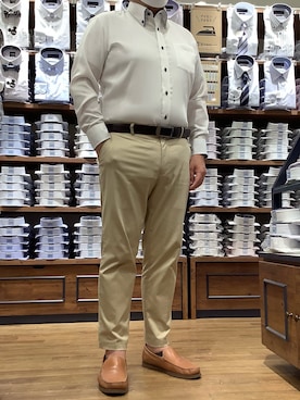 「アイテム（ビジネスシャツ）」を使った、BRICK HOUSE by Tokyo Shirts 大分アミュプラザ店さん（メンズ・169cm）の春コーディネート