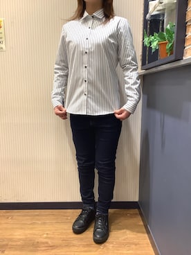「アイテム（ビジネスシャツ）」を使った、BRICK HOUSE by Tokyo Shirts 大分アミュプラザ店さん（レディース・152cm）の冬コーディネート