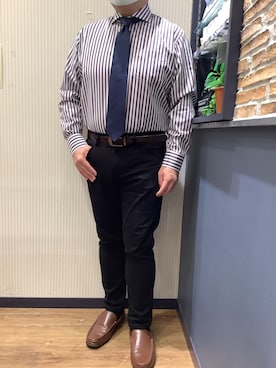 「アイテム（ビジネスシャツ）」を使った、BRICK HOUSE by Tokyo Shirts 大分アミュプラザ店さん（メンズ・169cm）の冬コーディネート