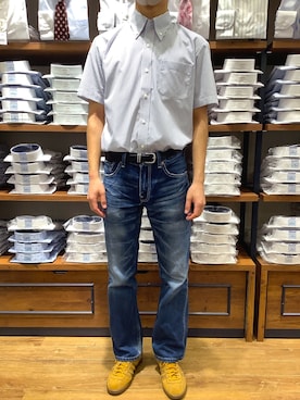 「アイテム（ビジネスシャツ）」を使った、BRICK HOUSE by Tokyo Shirts 大分アミュプラザ店さん（メンズ・170cm）の春コーディネート