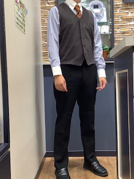 「長袖シャツ」｜BRICK HOUSE by Tokyo Shirts 大分アミュプラザ店さん（メンズ・172cm）の秋コーディネート