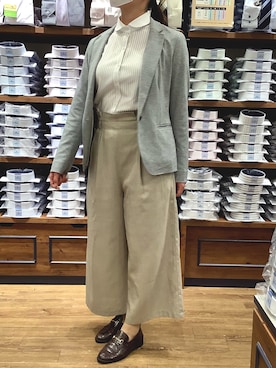 「アイテム（ビジネスシャツ）」を使った、BRICK HOUSE by Tokyo Shirts 大分アミュプラザ店さん（レディース・157cm）の春コーディネート