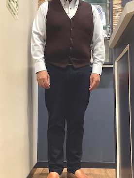 「アイテム（ベスト）」を使った、BRICK HOUSE by Tokyo Shirts 大分アミュプラザ店さん（メンズ・169cm）の冬コーディネート