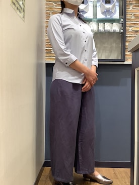 「アイテム（ビジネスシャツ）」を使った、BRICK HOUSE by Tokyo Shirts 大分アミュプラザ店さん（レディース・157cm）の春コーディネート