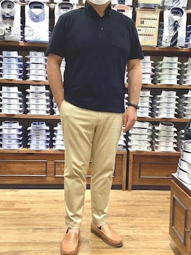 「アイテム（ポロシャツ）」を使った、BRICK HOUSE by Tokyo Shirts 大分アミュプラザ店さん（メンズ・169cm）の春コーディネート