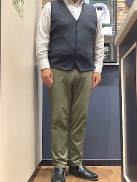 「アイテム（ビジネスシャツ）」を使った、BRICK HOUSE by Tokyo Shirts 大分アミュプラザ店さん（メンズ・169cm）の冬コーディネート