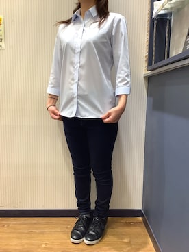 「アイテム（ビジネスシャツ）」を使った、BRICK HOUSE by Tokyo Shirts 大分アミュプラザ店さん（レディース・152cm）の夏コーディネート
