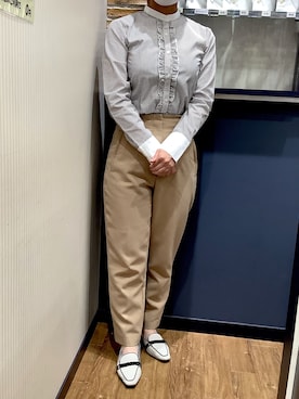 「アイテム（ビジネスシャツ）」を使った、BRICK HOUSE by Tokyo Shirts 大分アミュプラザ店さん（レディース・148cm）の夏コーディネート