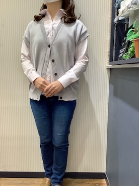 「アイテム（ビジネスシャツ）」を使った、BRICK HOUSE by Tokyo Shirts 大分アミュプラザ店さん（レディース・160cm）の冬コーディネート