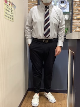 「アイテム（ビジネスシャツ、ブラウン系）」を使った、BRICK HOUSE by Tokyo Shirts 大分アミュプラザ店さん（メンズ・169cm）の秋コーディネート