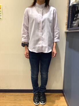 「Pitta Re:)（ピッタリ）のアイテム（シャツ/ブラウス）」を使った、BRICK HOUSE by Tokyo Shirts 大分アミュプラザ店さん（レディース・152cm）の春コーディネート