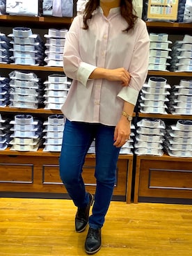 「アイテム（ビジネスシャツ）」を使った、BRICK HOUSE by Tokyo Shirts 大分アミュプラザ店さん（レディース・160cm）の春コーディネート