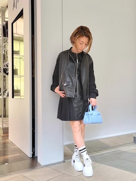 「ソックス」｜「アイテム（ブルゾン）」を使った、yk_naeさん（レディース・153cm）の春コーディネート