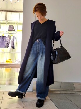 「ARMANI EXCHANGE（アルマーニエクスチェンジ）のアイテム（チェスターコート）」を使った、yk_naeさん（レディース・153cm）の秋コーディネート