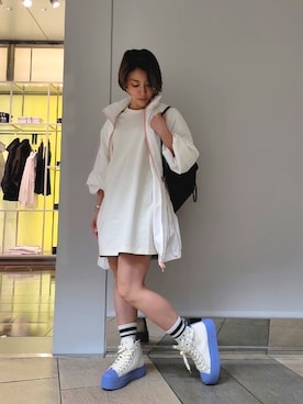 「ソックス」｜「アイテム（ナイロンジャケット）」を使った、yk_naeさん（レディース・153cm）の春コーディネート