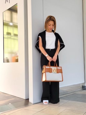 「armaniexchange」｜「アイテム（スラックス）」を使った、yk_naeさん（レディース・153cm）の夏コーディネート