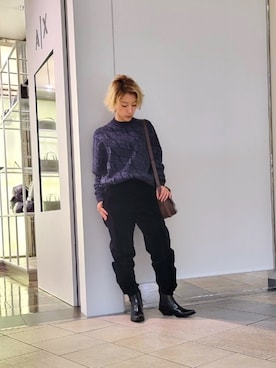 「armaniexchange」｜「アイテム（ブーツ）」を使った、yk_naeさん（レディース・152cm）の冬コーディネート