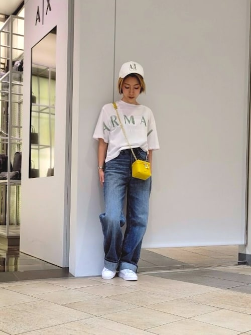 tシャツ 「A|X アルマーニ エクスチェンジ」ビッグロゴ クロップド 半袖クルーネックTシャツ/CROPPED レディース ARMANI EXCHANGE tシャツ 「A|X アルマーニ エクスチェンジ