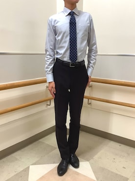 「アイテム（ビジネスシャツ）」を使った、BRICK HOUSE by Tokyo Shirts 秋田イオンモール店さん（メンズ・184cm）の冬コーディネート