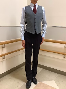 「アイテム（ビジネスシャツ）」を使った、BRICK HOUSE by Tokyo Shirts 秋田イオンモール店さん（メンズ・184cm）の秋コーディネート