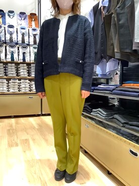 「カラーパンツ」｜「アイテム（ノーカラージャケット）」を使った、BRICK HOUSE by Tokyo Shirts 秋田イオンモール店さん（レディース・165cm）の秋コーディネート