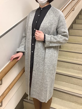 「ゆるニット」｜「アイテム（ノーカラージャケット）」を使った、BRICK HOUSE by Tokyo Shirts 秋田イオンモール店さん（レディース・168cm）の秋コーディネート