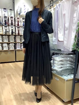 「いまどきジャケット写真」｜「アイテム（ブルゾン）」を使った、BRICK HOUSE by Tokyo Shirts 秋田イオンモール店さん（レディース・167cm）の春コーディネート