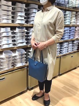「BRICK HOUSE by TOKYO SHIRT」｜「アイテム（シャツワンピース）」を使った、BRICK HOUSE by Tokyo Shirts 秋田イオンモール店さん（レディース・168cm）の夏コーディネート