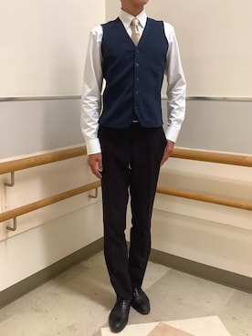 「アイテム（ビジネスシャツ）」を使った、BRICK HOUSE by Tokyo Shirts 秋田イオンモール店さん（メンズ・184cm）の秋コーディネート