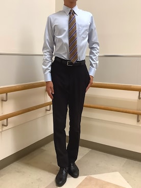「アイテム（ビジネスシャツ）」を使った、BRICK HOUSE by Tokyo Shirts 秋田イオンモール店さん（メンズ・184cm）の秋コーディネート