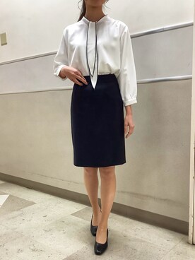 「きれいめコーディネート」｜BRICK HOUSE by Tokyo Shirts 秋田イオンモール店さん（レディース・166cm）の冬コーディネート