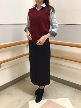 「アイテム（ビジネスシャツ）」を使った、BRICK HOUSE by Tokyo Shirts 秋田イオンモール店さん（レディース・165cm）の冬コーディネート