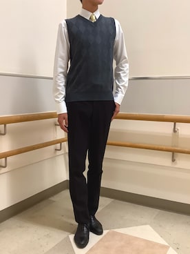 「アイテム（ビジネスシャツ）」を使った、BRICK HOUSE by Tokyo Shirts 秋田イオンモール店さん（メンズ・184cm）の秋コーディネート