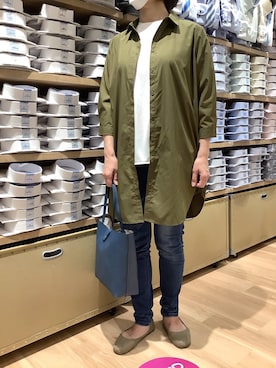 「BRICK HOUSE by TOKYO SHIRT」｜「アイテム（シャツワンピース）」を使った、BRICK HOUSE by Tokyo Shirts 秋田イオンモール店さん（レディース・168cm）の夏コーディネート