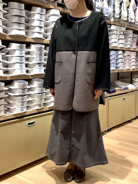 「パイピングコート」｜「アイテム（ノーカラージャケット）」を使った、BRICK HOUSE by Tokyo Shirts 秋田イオンモール店さん（レディース・164cm）の秋コーディネート