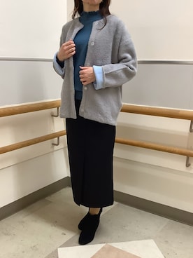 「アイテム（ノーカラージャケット）」を使った、BRICK HOUSE by Tokyo Shirts 秋田イオンモール店さん（レディース・165cm）の冬コーディネート