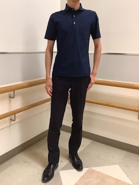 「ネイビー」｜「アイテム（ポロシャツ）」を使った、BRICK HOUSE by Tokyo Shirts 秋田イオンモール店さん（メンズ・184cm）の夏コーディネート