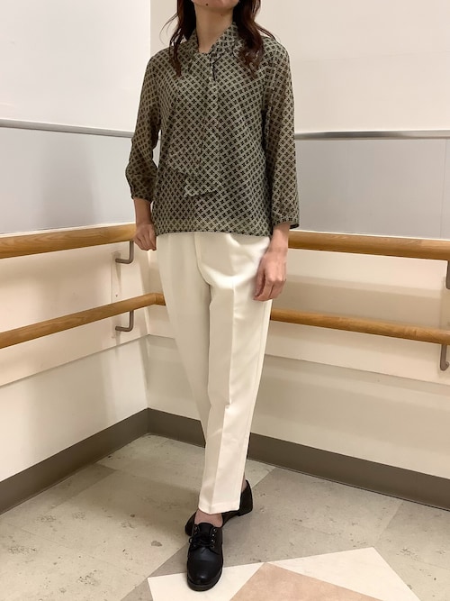 プリント ボウタイブラウス 七分袖 レディース BRICK HOUSE by TOKYO SHIRT ブラウス シャツ プリントボウタイ