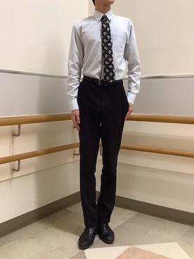 「TOKYO SHIRTS（トウキョウシャツ）の【Disney ディズニー】 ネクタイ（ネクタイ、ブラウン系）」を使った、BRICK HOUSE by Tokyo Shirts 秋田イオンモール店さん（レディース・165cm）の春コーディネート