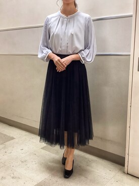 「アイテム（シャツ/ブラウス、シルバー系）」を使った、BRICK HOUSE by Tokyo Shirts 秋田イオンモール店さん（レディース・166cm）の冬コーディネート