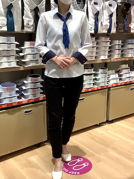 「黒パンツ」｜「アイテム（財布/小物）」を使った、BRICK HOUSE by Tokyo Shirts 秋田イオンモール店さん（レディース・162cm）の冬コーディネート