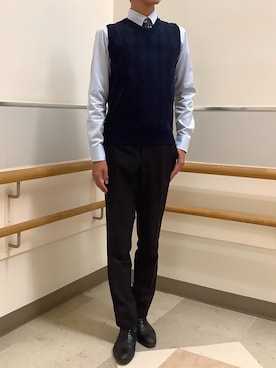 「アイテム（ビジネスシャツ）」を使った、BRICK HOUSE by Tokyo Shirts 秋田イオンモール店さん（メンズ・184cm）の秋コーディネート